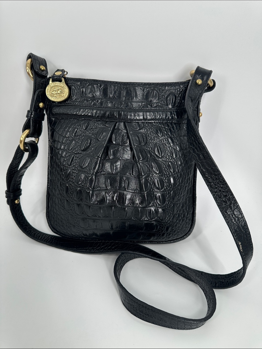 Brahmin‎ Black Croc-Embossed Crossbody Bag